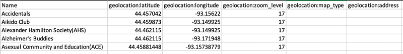 Screenshot of my example CVS file with geolocation information