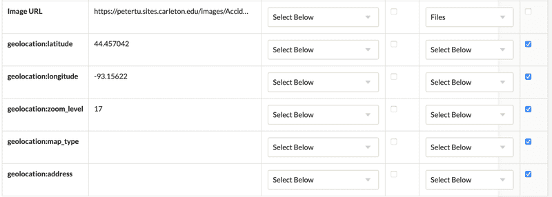 Setting for mapping file and geolocation columns